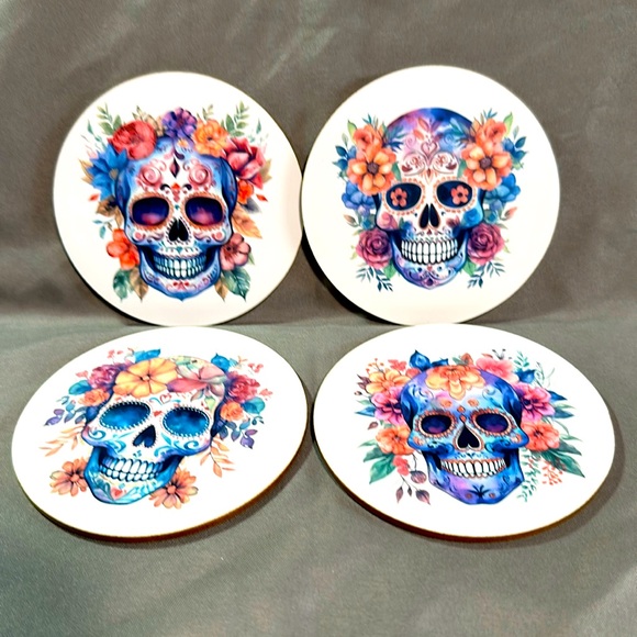 Set of Sugar Skull Coasters - Picture 1 of 5